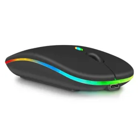 2.4GHz & Bluetooth Mouse, Rechargeable Wireless Mouse for Samsung Galaxy Tab S8  Bluetooth Wireless Mouse for Laptop / PC / Mac / Computer / Tablet / Android RGB LED Onyx Black