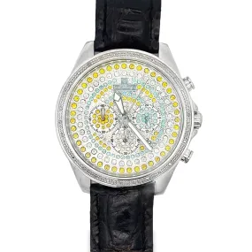 .30cttw Diamond Multi Color Pave Dial Watch w/ Leather Band