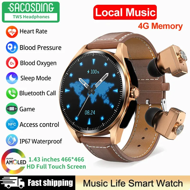 4GB RAM 2-in-1 AMOLED Bluetooth  Smart Watch