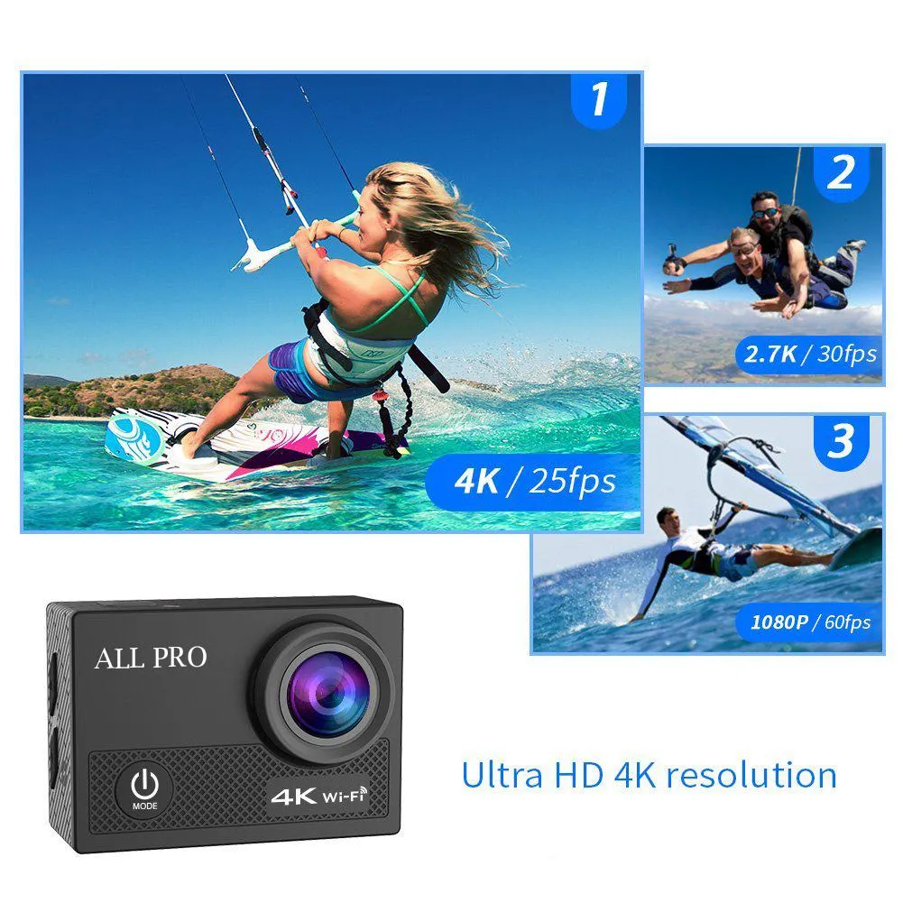 4K Action Pro Waterproof All Digital UHD Wi-Fi Camera   RF Remote