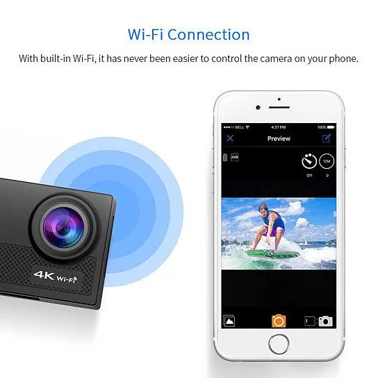 4K Action Pro Waterproof All Digital UHD Wi-Fi Camera   RF Remote