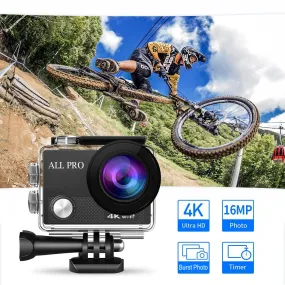 4K Action Pro Waterproof All Digital UHD WiFi Camera   RF Remote And Accessories by VistaShops