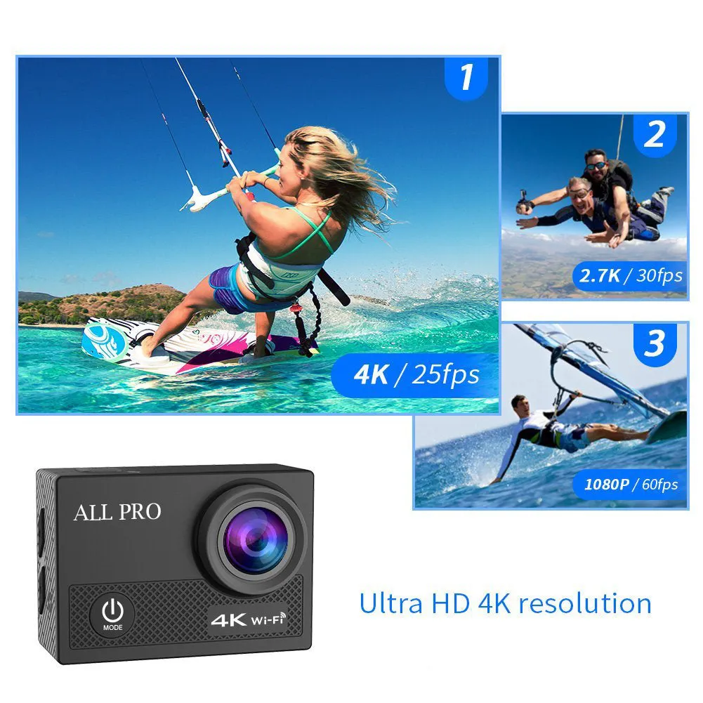 4K Action Pro Waterproof All Digital UHD WiFi Camera   RF Remote And Accessories by VistaShops