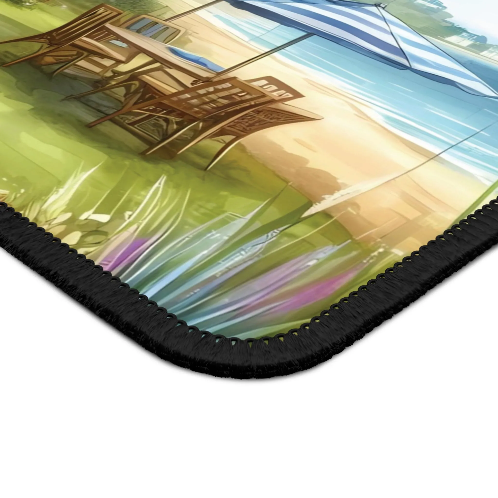 A sunny day and a cute  house in a seaside town  Gaming Mouse Pad