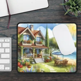 A sunny day and a cute  house in a seaside town  Gaming Mouse Pad