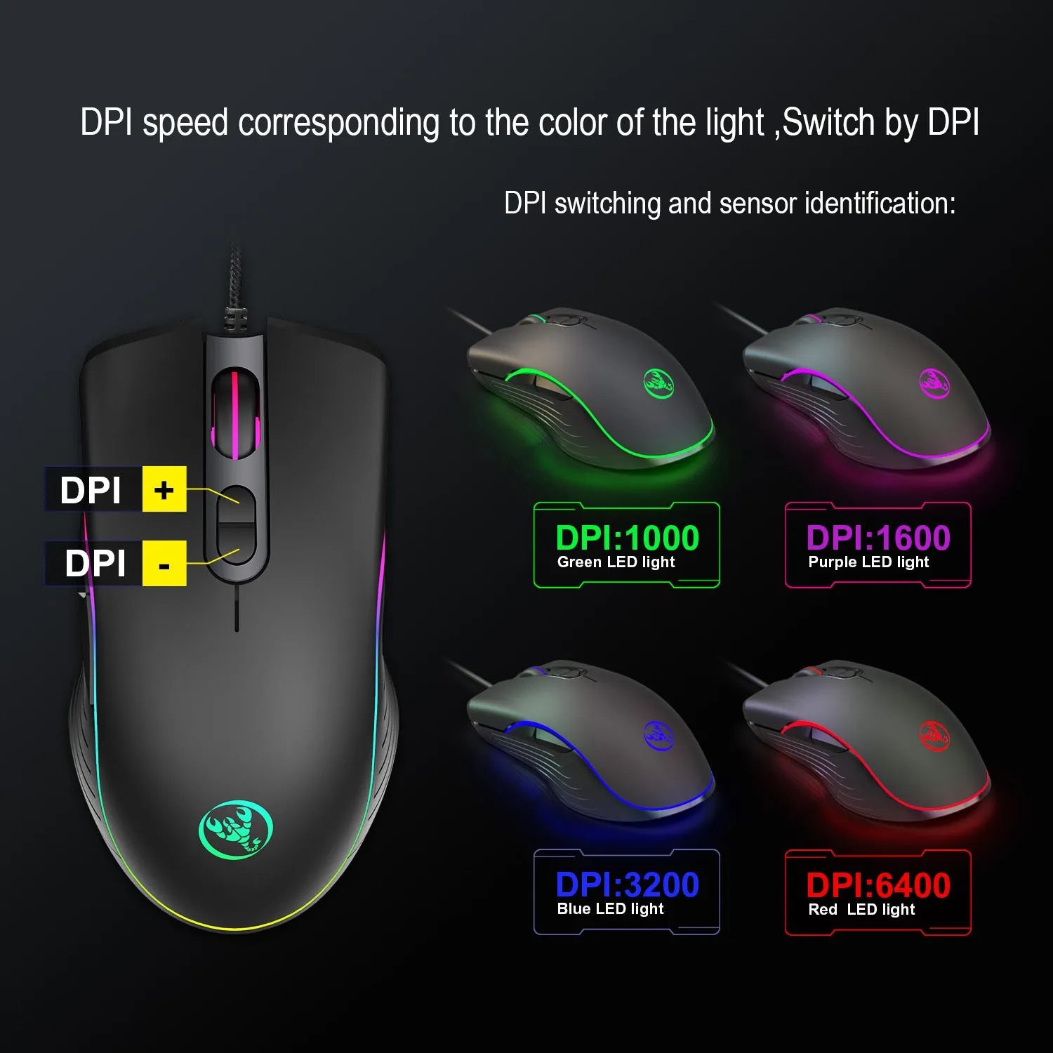 A867 RGB luminous gaming mouse wired programming mouse four-speed adjustable