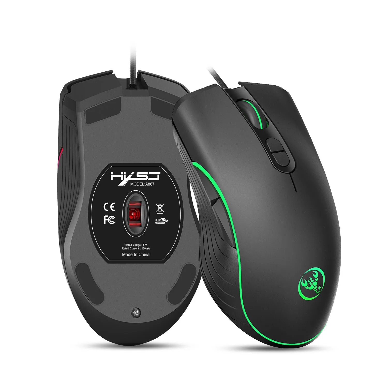 A867 RGB luminous gaming mouse wired programming mouse four-speed adjustable