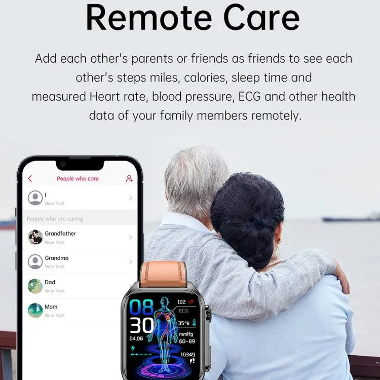 Advanced TK12 1.96" IP67 Waterproof Smart Watch with ECG, Family Care, Bluetooth Calling, and Body Temperature Monitoring
