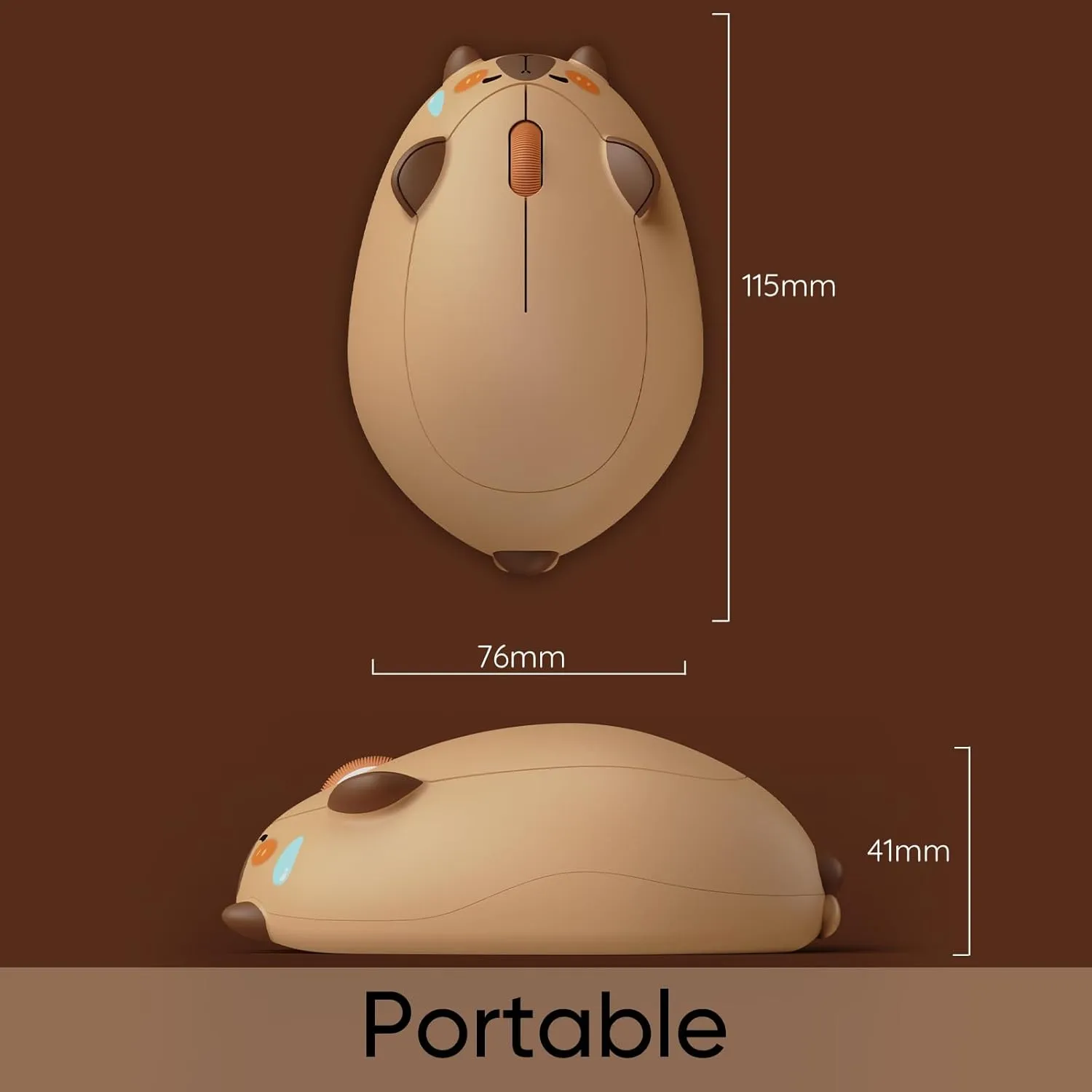 Akko Capybara Mouse with Wireless 2.4G, Plug and Play, Ergonomically Design, Anti-Slip Bottom, ABS Material