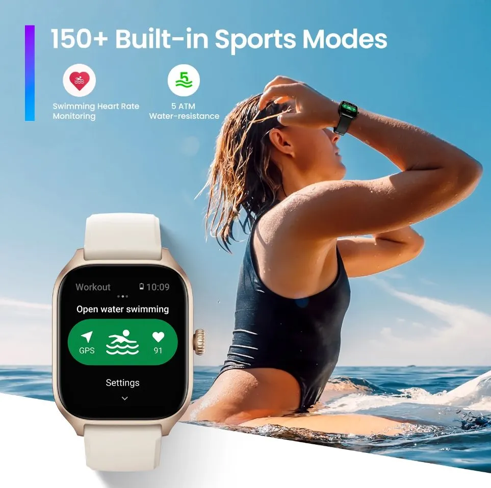 Amazfit GTS 4 Smartwatch(150  Sports Modes, Super Slim & Light weight, Accurate BioTracker, Precise GPS, 24/7 Monitor)