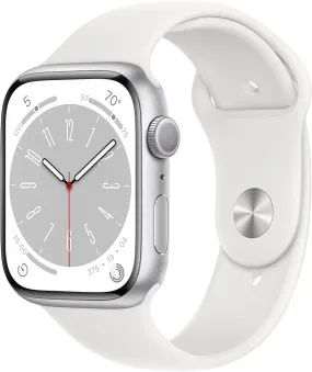 Apple Watch Series 8 (GPS, 45mm) - Silver Aluminium Case, White Sport Band