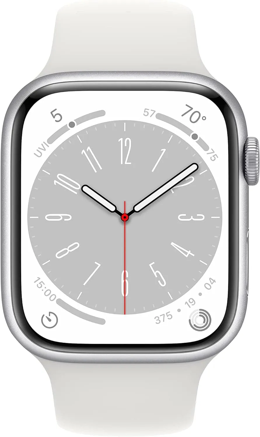 Apple Watch Series 8 (GPS, 45mm) - Silver Aluminium Case, White Sport Band