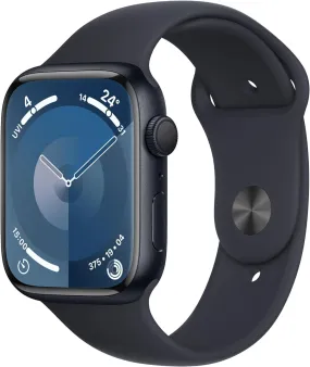 Apple Watch Series 9 [GPS 45mm] Smartwatch With Midnight Aluminum Case With Midnight Sport Band S/M