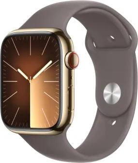 Apple Watch Series 9 (GPS   Cellular) - 41mm Gold Stainless Steel Case with Clay Sport Band