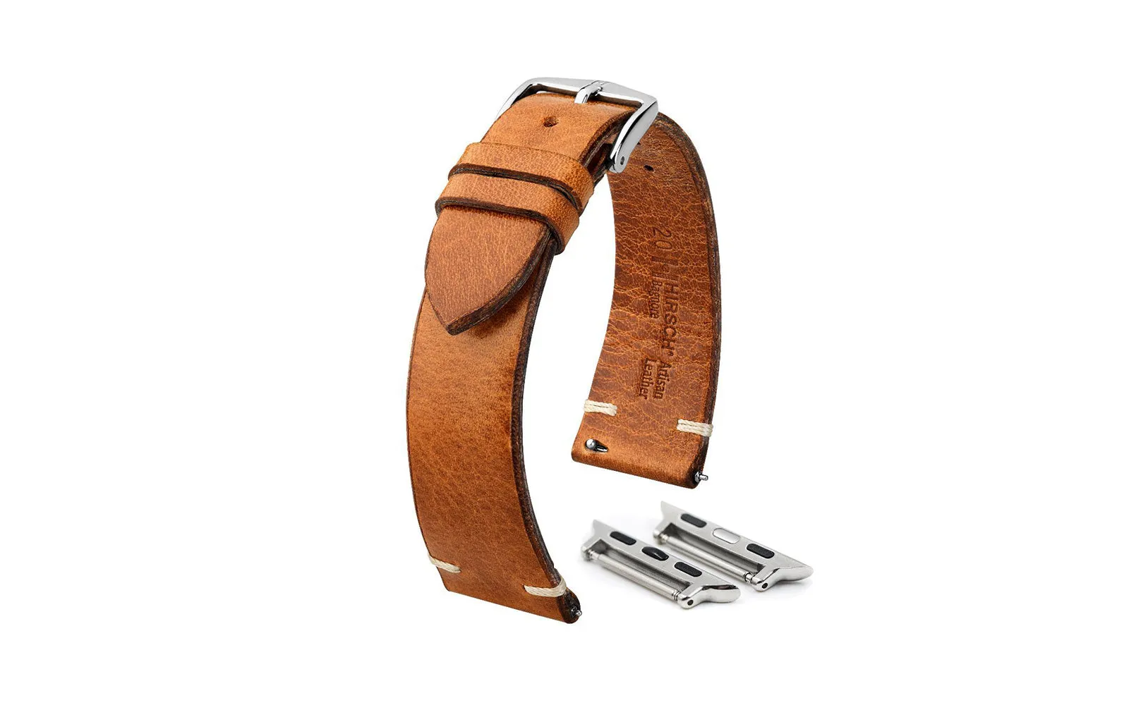 Apple Watch Strap - HIRSCH Bagnore Golden Brown Vintage Calfskin Leather