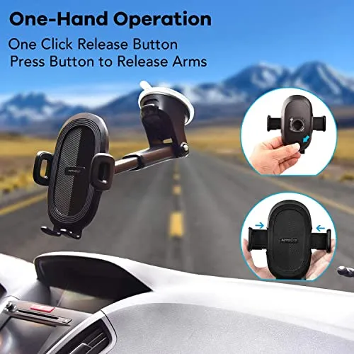 APPS2Car Suction Cup Phone Mount, Universal Phone Holders for Your Car Windshield/Dashboard/Window, Cell Phone Holder Car with Sticky Gel Pad, Compatible with iPhone, Samsung, All Cellphone