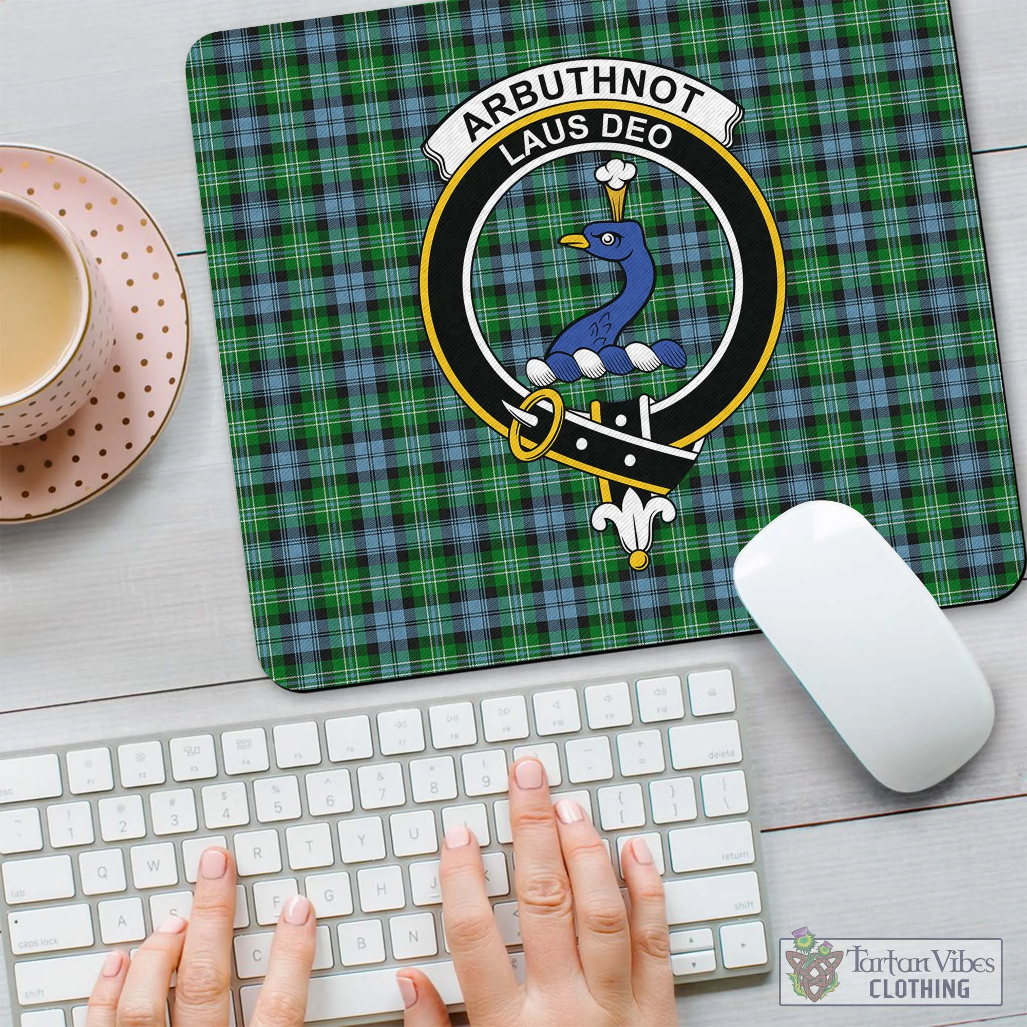 Arbuthnot Ancient Tartan Mouse Pad with Family Crest