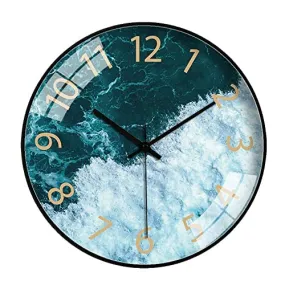 Ash & Roh® Wall Clock Silent Battery Operated Round Wall Clock Non-Ticking Modern Simple Style Decor Clock for Home,Office,Kitchen,Living Room,School. (SEA Ocean Clock)