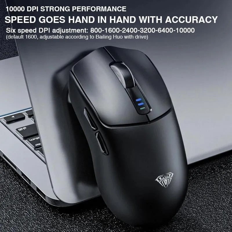 AULA SC580 Wireless Gaming Mouse 2.4G Bluetooth USB-C Gaming Mouse 10000 DPI Rechargeable Mouse with 6 Programmable Buttons for Laptop/Pc/Mac/Tablet