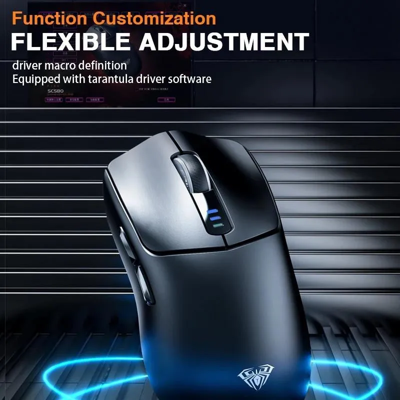 AULA SC580 Wireless Gaming Mouse 2.4G Bluetooth USB-C Gaming Mouse 10000 DPI Rechargeable Mouse with 6 Programmable Buttons for Laptop/Pc/Mac/Tablet