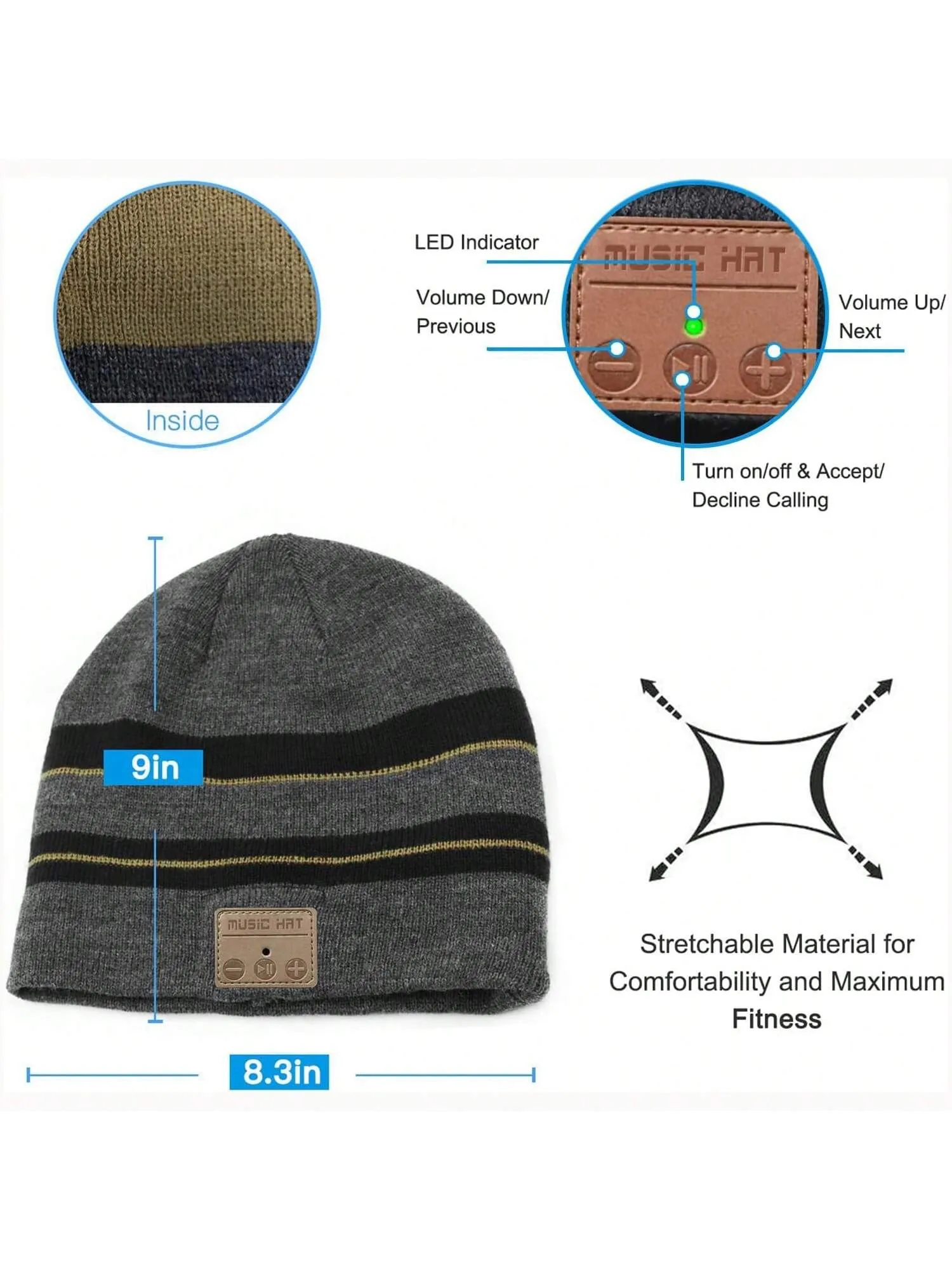 Beanie Hat For Men Women Unisex Wireless Music Hat