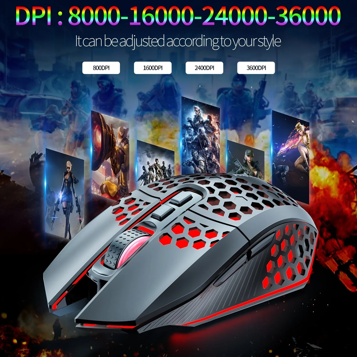 Best Wireless Mouse | Rechargeable Gaming  Hole Mouse 1600DPI