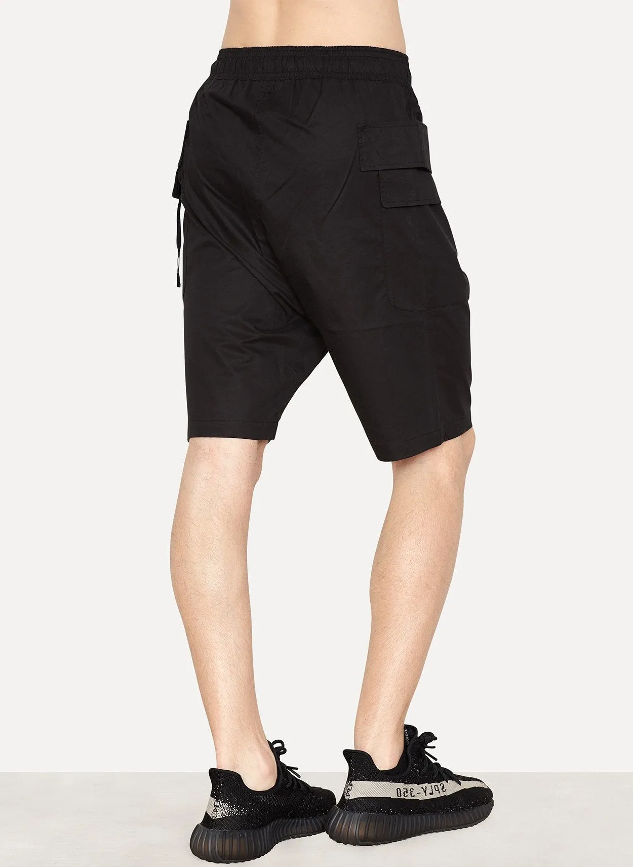 Black Brushed Twill Track Short Pai