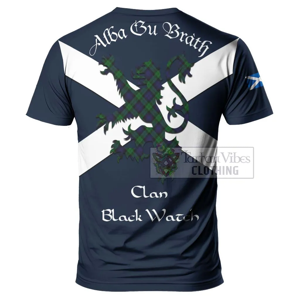 Black Watch Tartan Lion Rampant T-Shirt Proudly Display Your Heritage with Alba Gu Brath and Clan Name