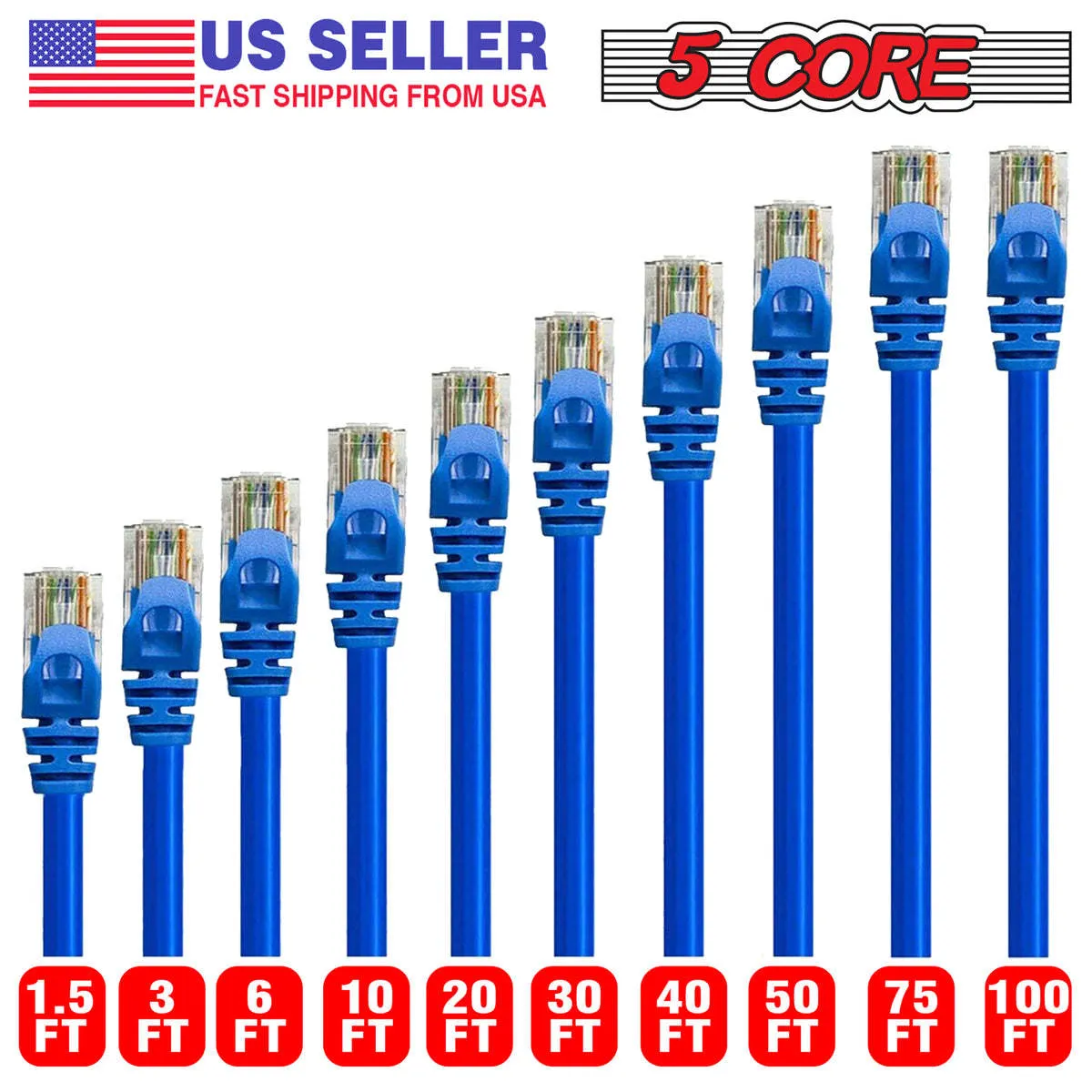 Booted Blue Professional Series 10Gbps Cat 6 LAN Patch Cable