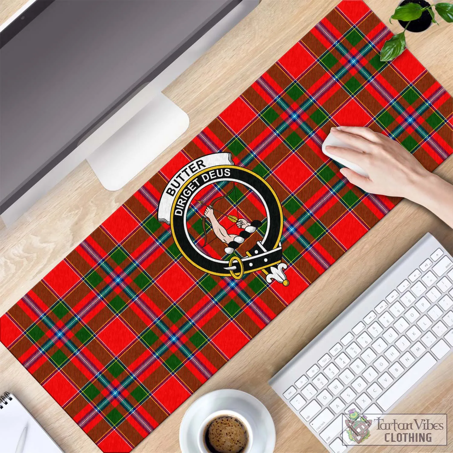 Butter Tartan Mouse Pad with Family Crest