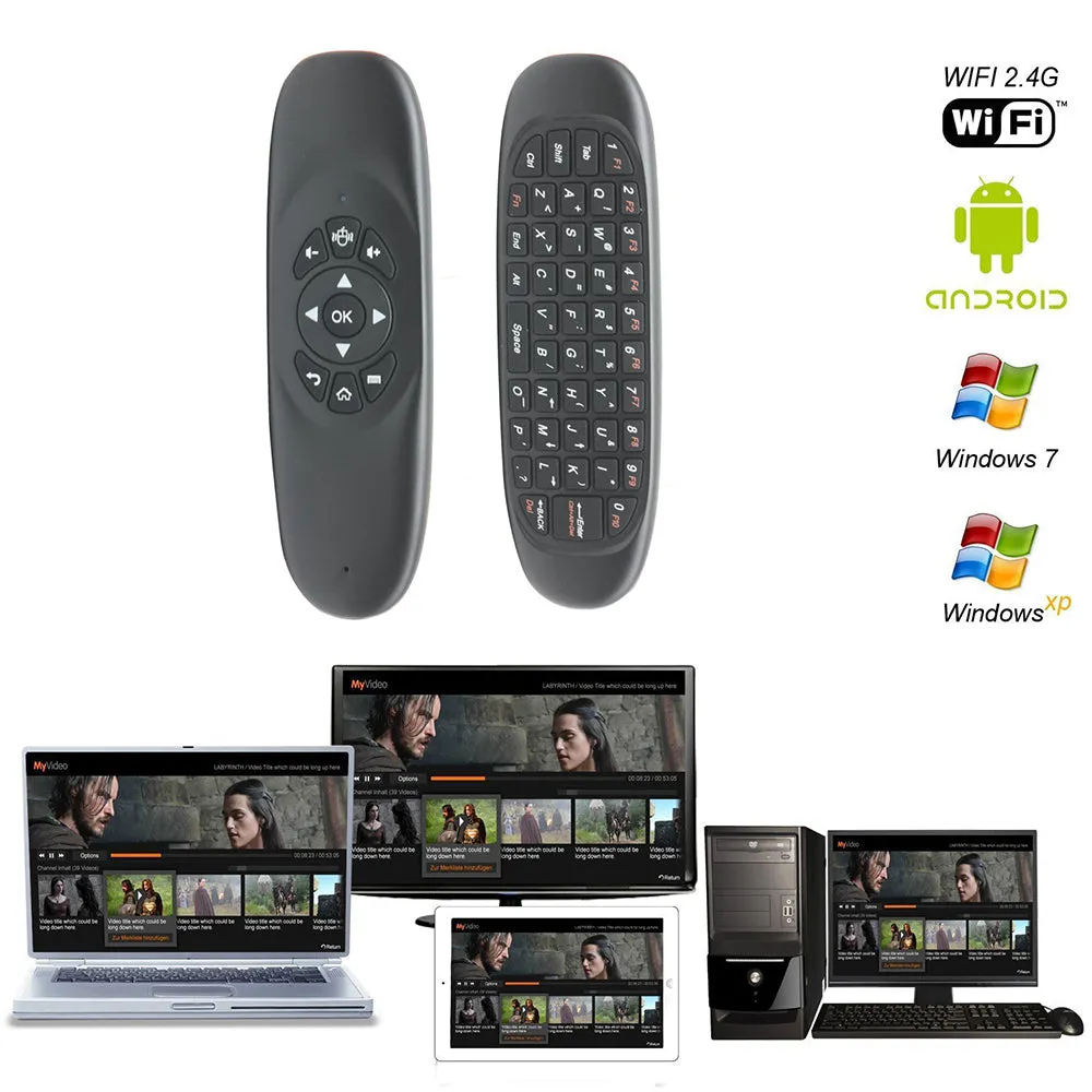 C120 Air Mouse with Gyroscope, QWERTY keyboard Compatible for Android, Windows, Mac OS, Linux