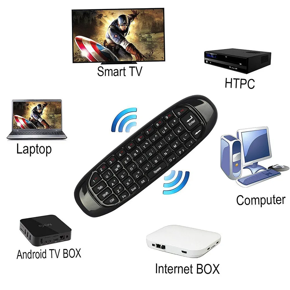 C120 Air Mouse with Gyroscope, QWERTY keyboard Compatible for Android, Windows, Mac OS, Linux