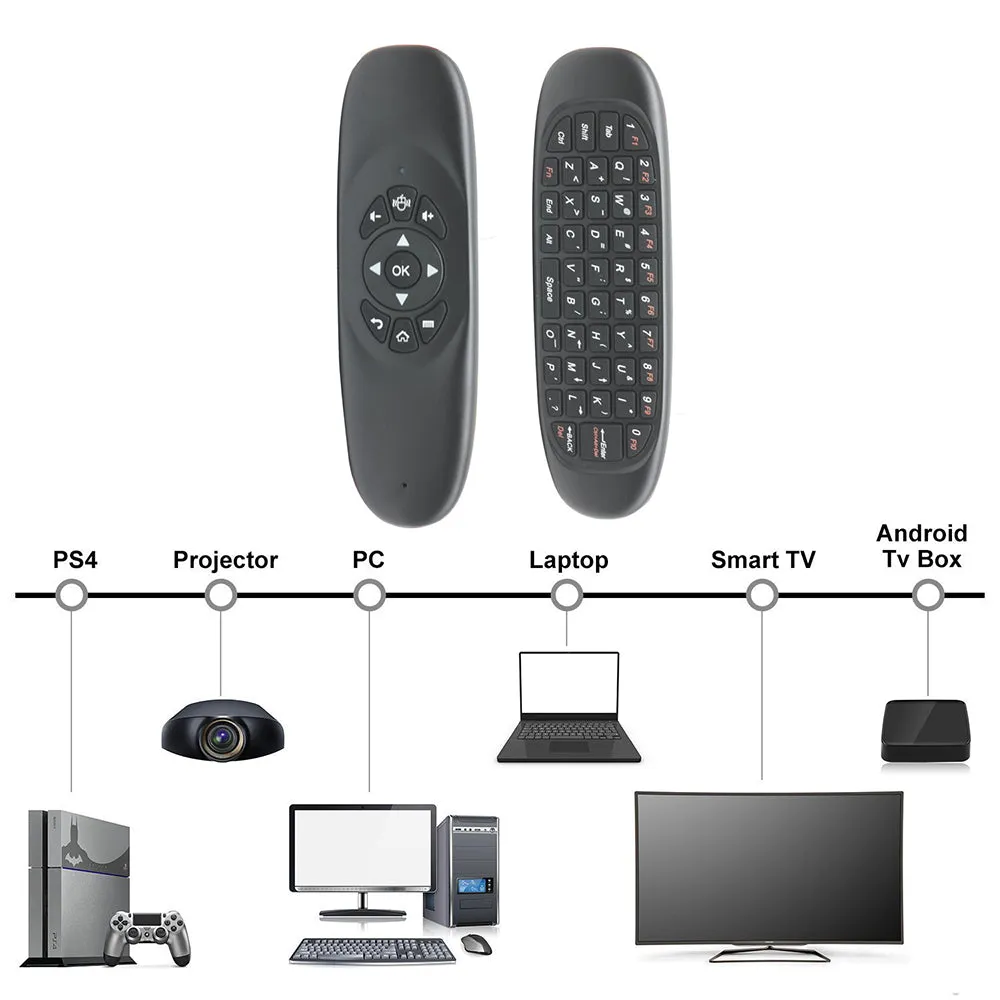 C120 Air Mouse with Gyroscope, QWERTY keyboard Compatible for Android, Windows, Mac OS, Linux