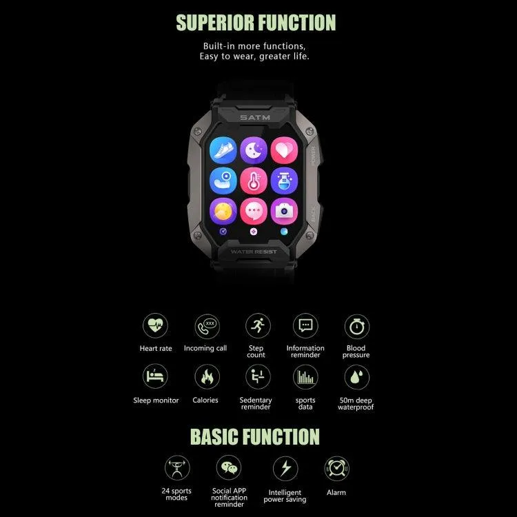 C20 Smart Watch with 1.71-Inch HD Display and Advanced Health Monitoring Features