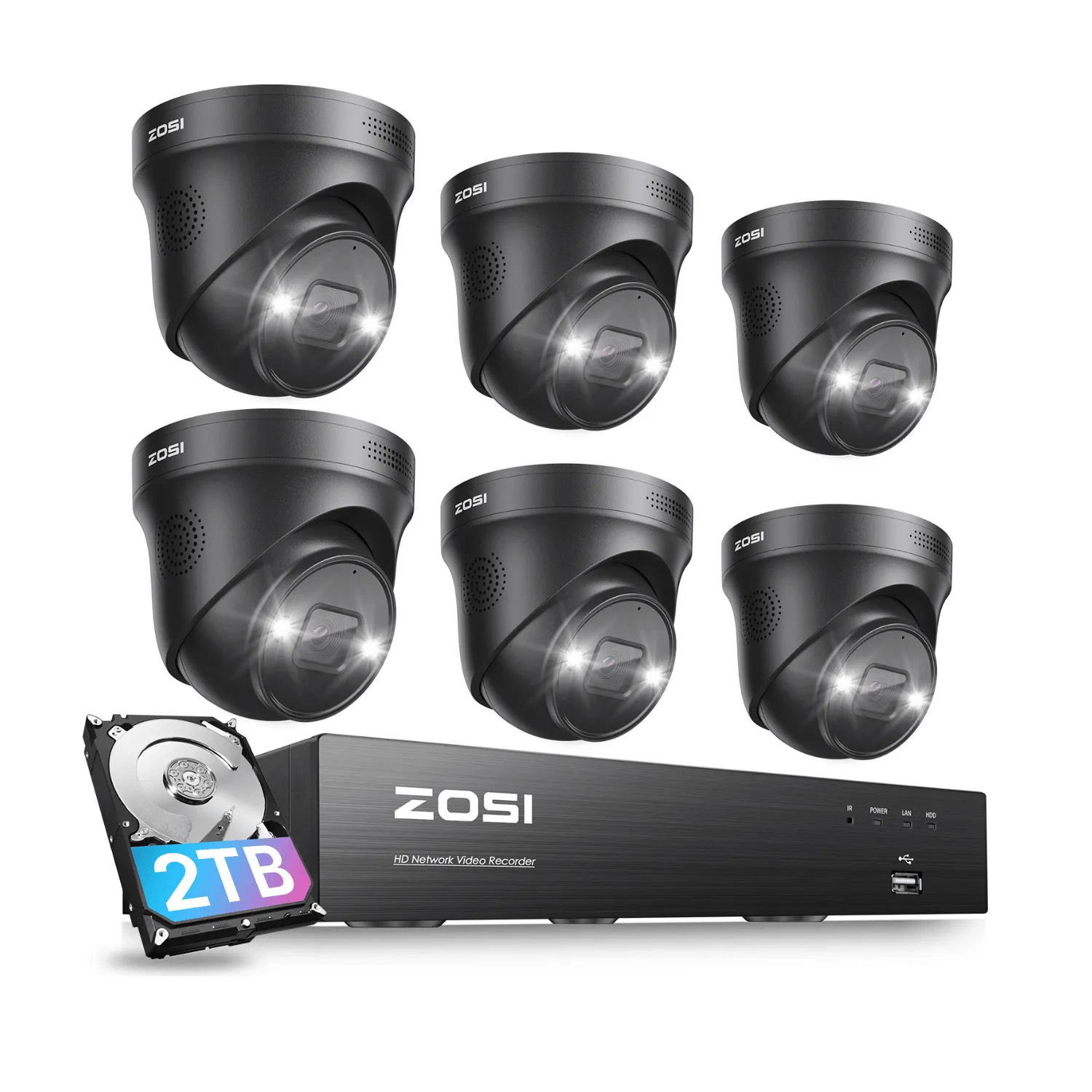 C225 4K 8 Channel Security System   Up to 8 Cameras   2TB Hard Drive