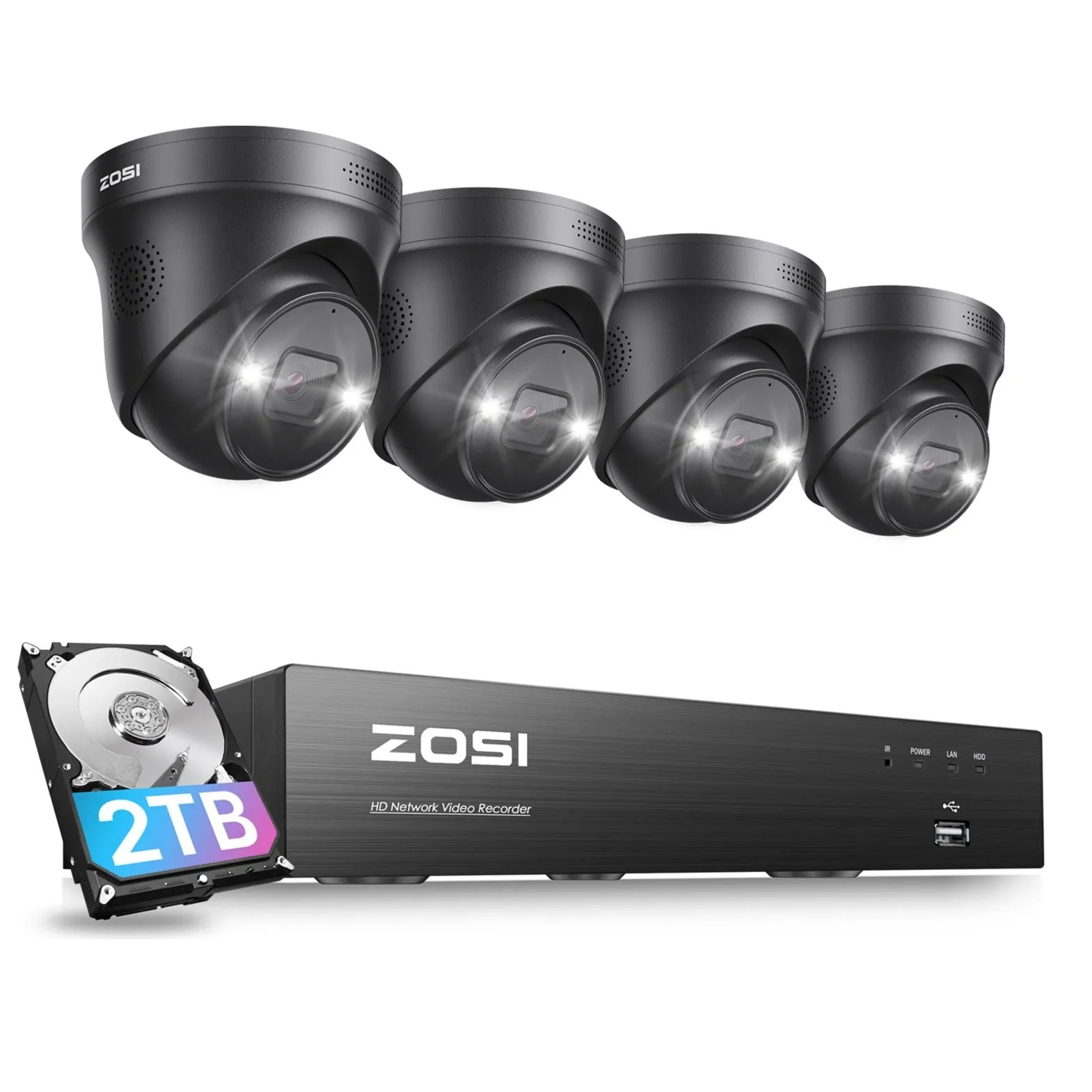 C225 4K 8 Channel Security System   Up to 8 Cameras   2TB Hard Drive