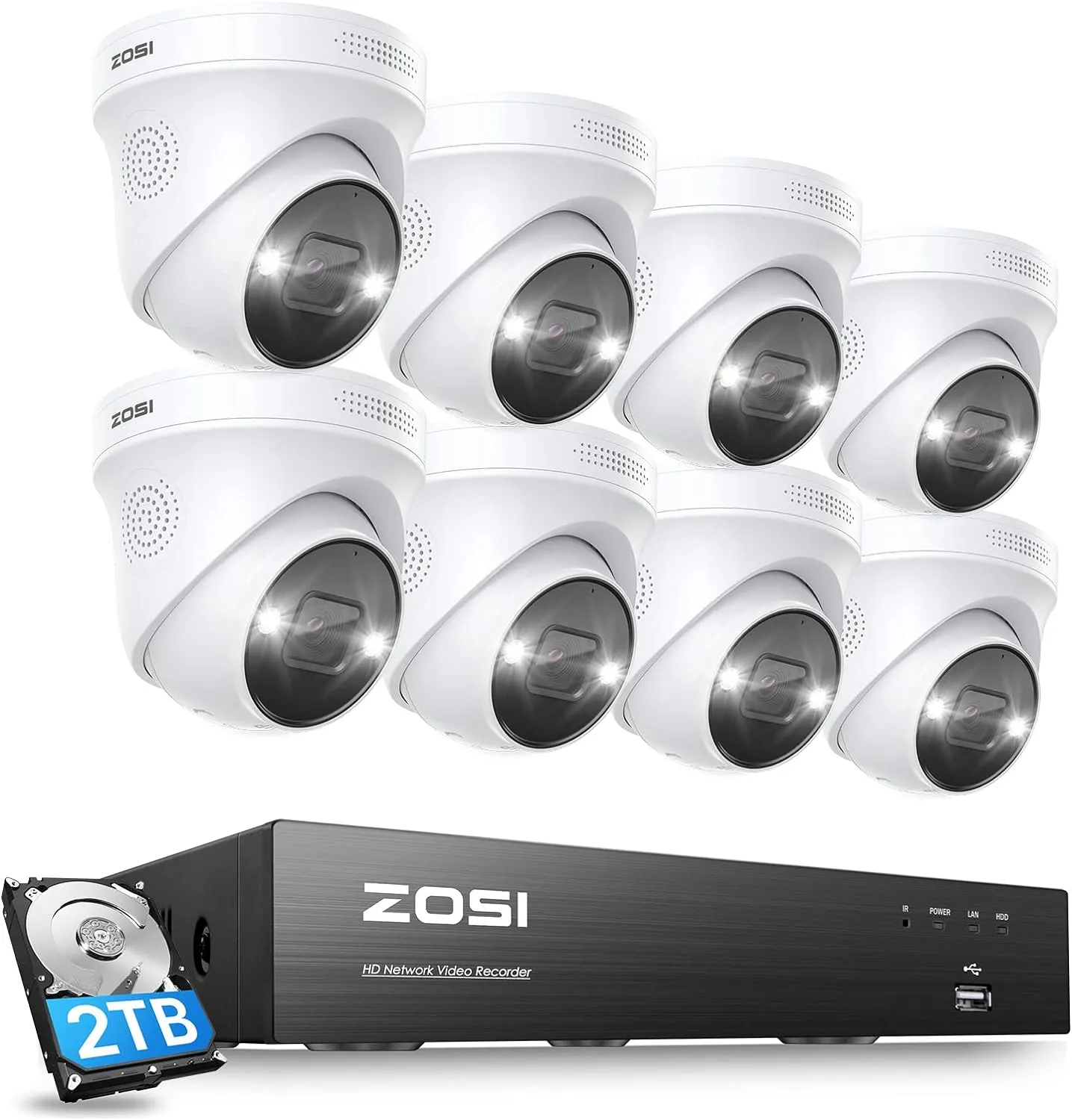 C225 4K 8 Channel Security System   Up to 8 Cameras   2TB Hard Drive