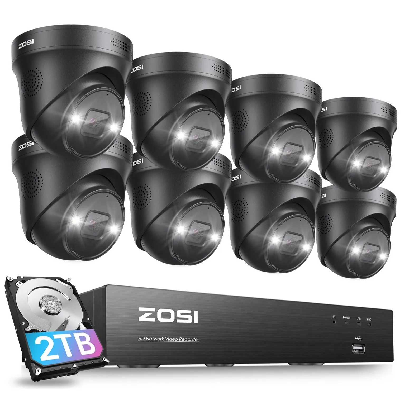 C225 4K 8 Channel Security System   Up to 8 Cameras   2TB Hard Drive