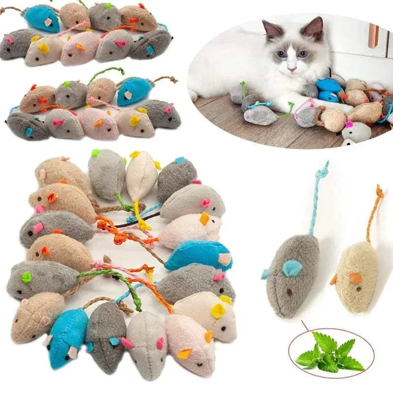 Catnip-Infused Rattle Mouse Toy Set