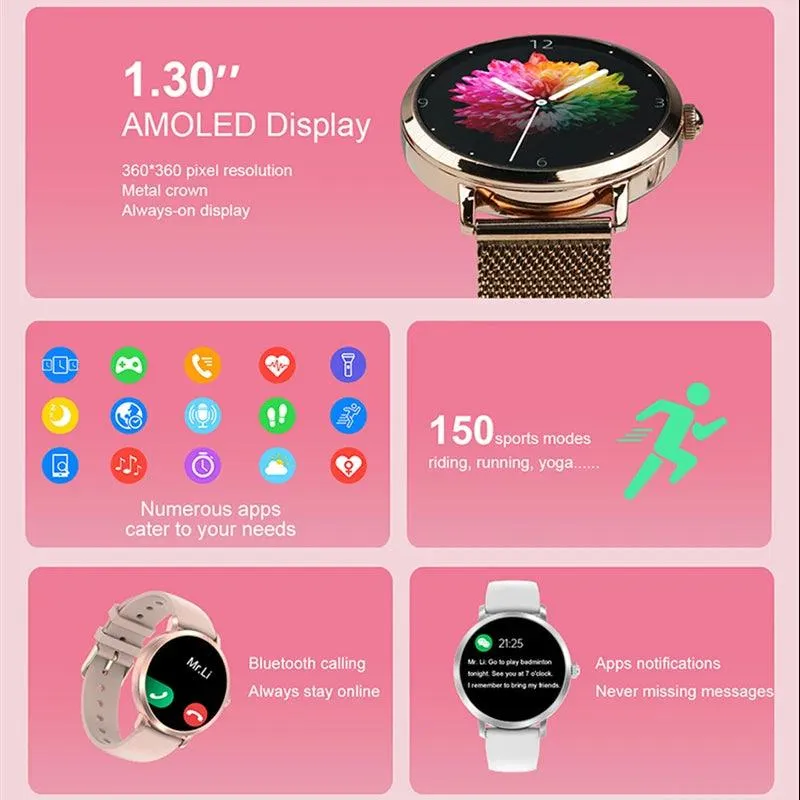 Chic Smart NFC Watch for Women with Bluetooth Calling, GPS, and Health Monitoring