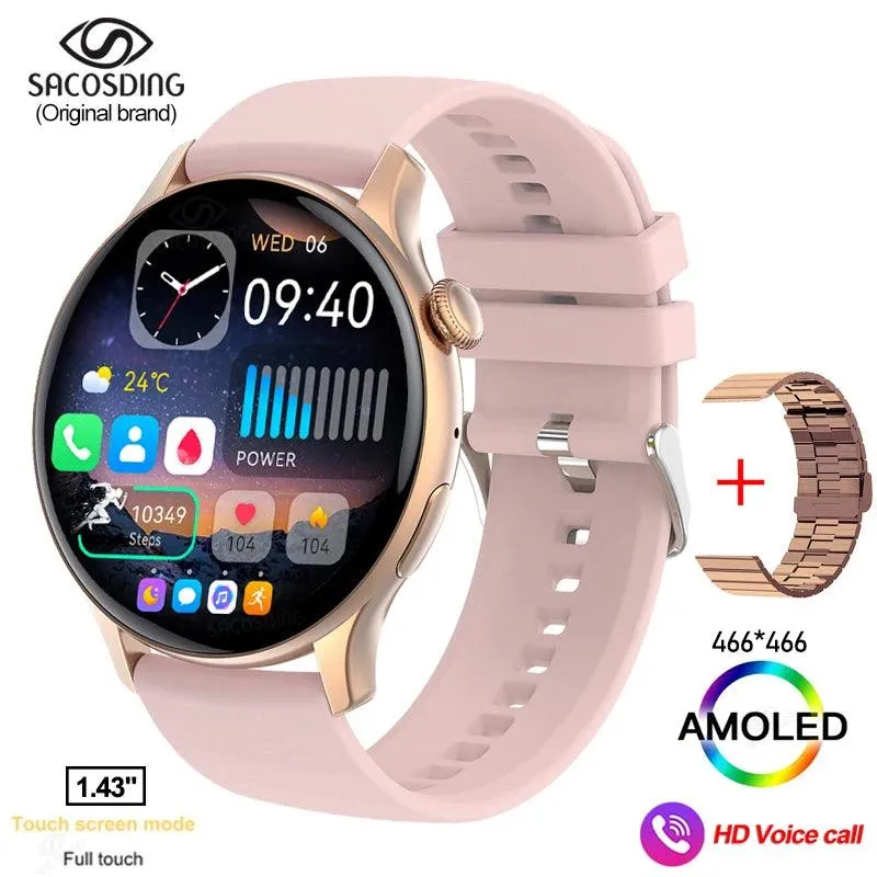 Chic Women's Bluetooth Smartwatch with Customizable AMOLED Screen and NFC Functionality