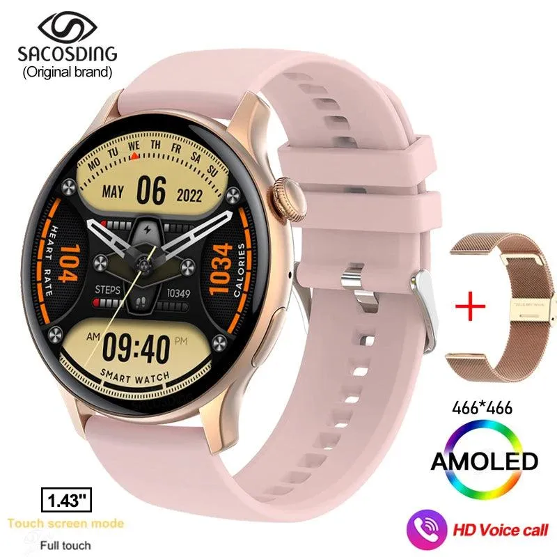 Chic Women's Bluetooth Smartwatch with Customizable AMOLED Screen and NFC Functionality