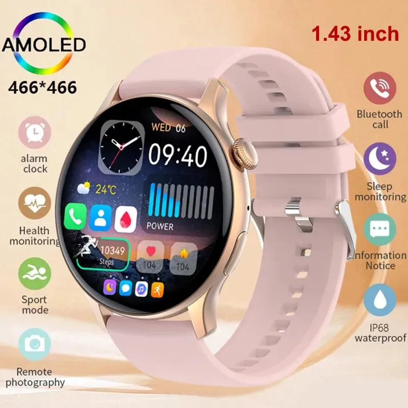 Chic Women's Bluetooth Smartwatch with Customizable AMOLED Screen and NFC Functionality