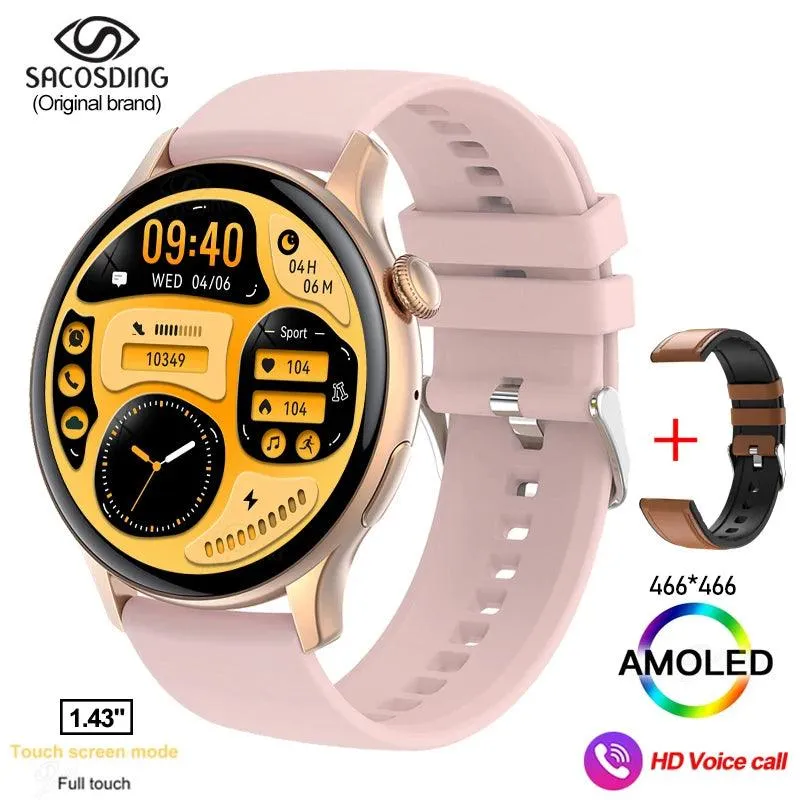 Chic Women's Bluetooth Smartwatch with Customizable AMOLED Screen and NFC Functionality