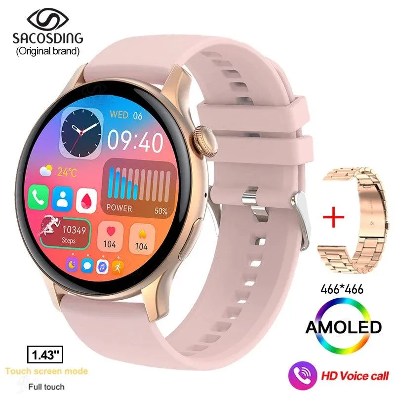 Chic Women's Bluetooth Smartwatch with Customizable AMOLED Screen and NFC Functionality