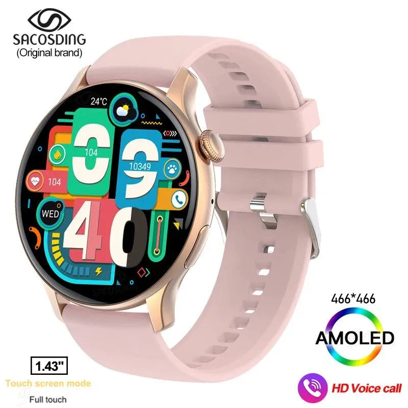 Chic Women's Bluetooth Smartwatch with Customizable AMOLED Screen and NFC Functionality