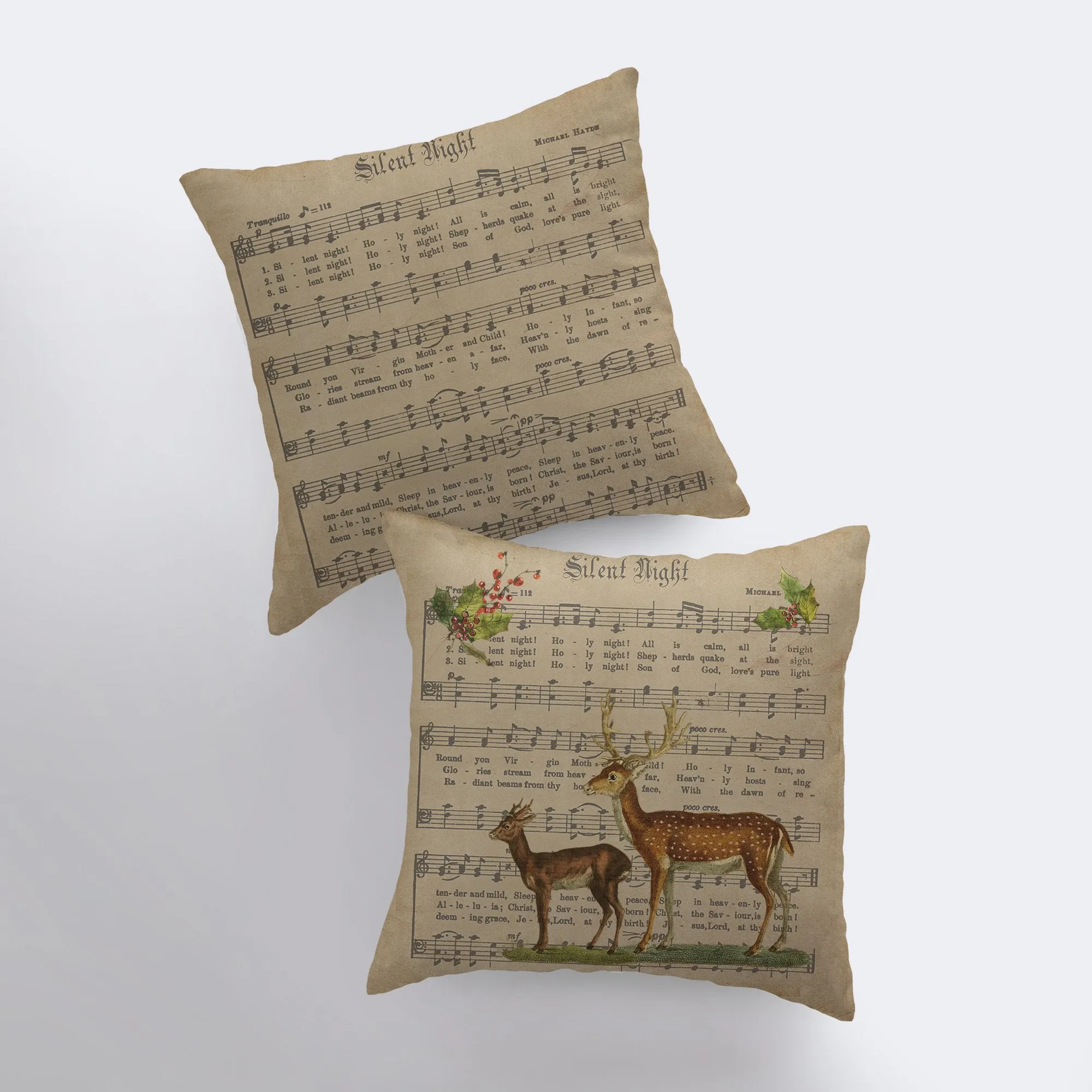 Christmas Decorations Rustic | Silent Night Pillows | Retro Christmas