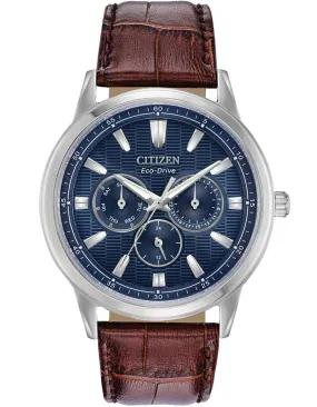 Citizen Eco-Drive Mens Corso - Stainless Steel - Blue - Chrono - Leather Strap