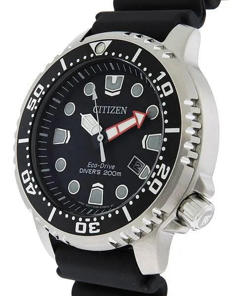 Citizen Eco-Drive Mens Promaster ISO Dive Watch - Steel Case&#44; Black Dial & Strap