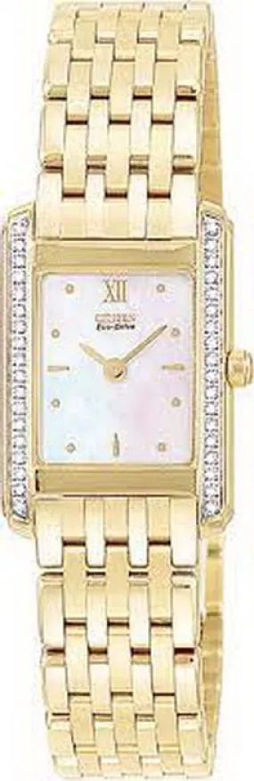 Citizen Eco-Drive Stiletto Diamond Gold Stainless Steel Ladies Watch EG3022-51D